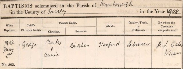 George Butcher - Baptism 1908